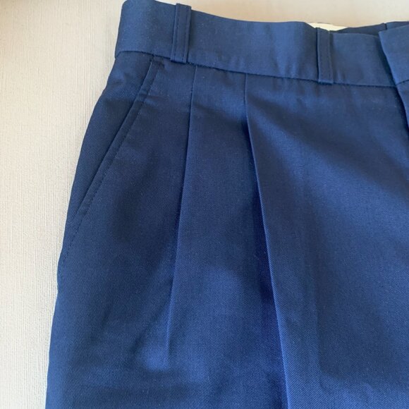 Vintage Aero Mode ALTERED Navy Blue Pleated Uniform Dress Pants Office 80s 90s - Picture 7 of 16